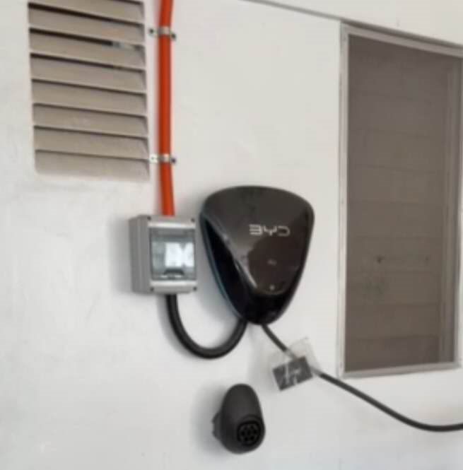 BYD wall charger with a dedicated meter and conduit run