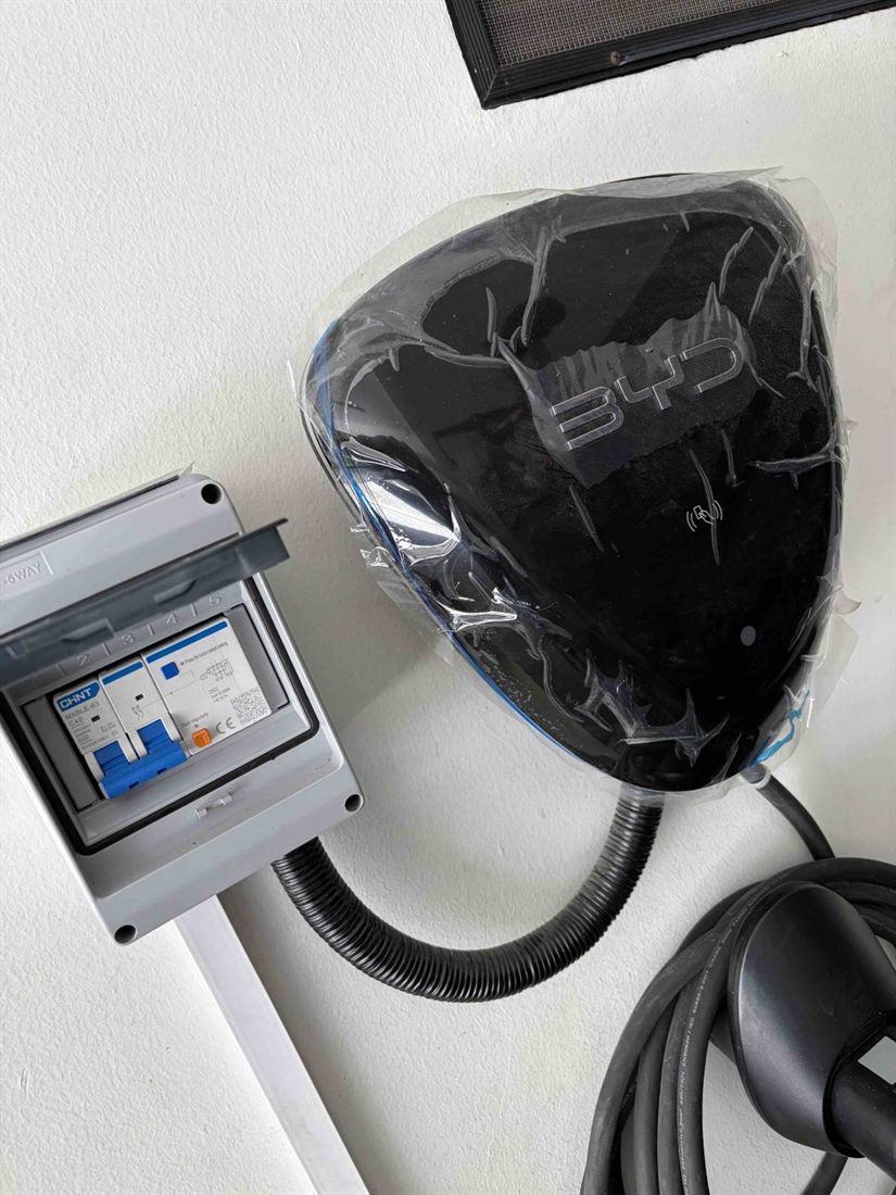BYD wall charger and sub-meter installed and ready for commissioning